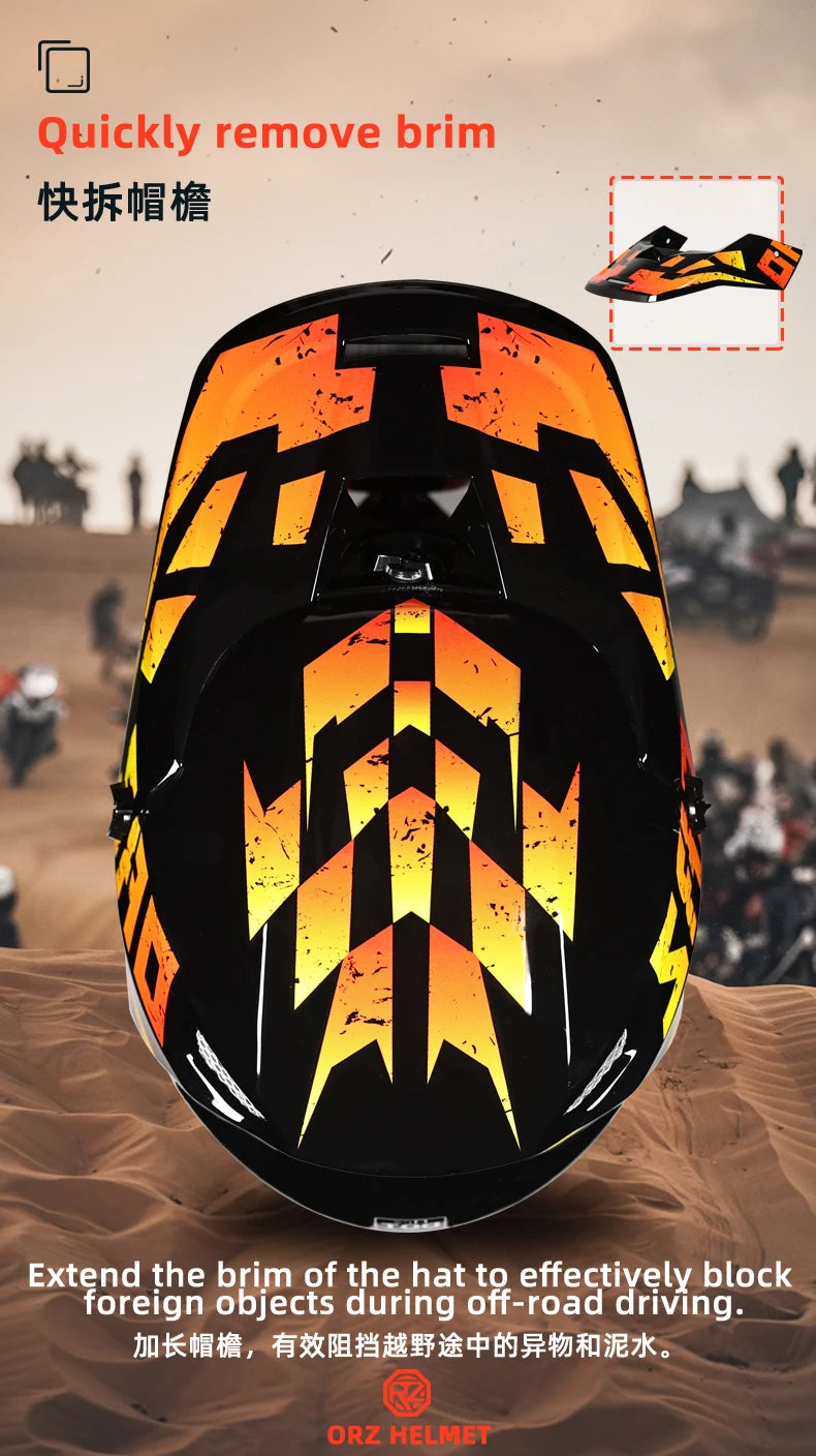 ORZ professional off-road motorcycle helmet, youth off-road full helmet, DOT approved gift of goggles, capacitors de moto