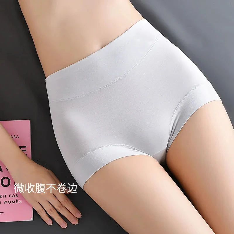 High Waist 4Pcs/Set Cotton Panties Women Briefs Seamless Body Shaper Breathable Underwear Comfort Female Lingerie Plus Size 5XL