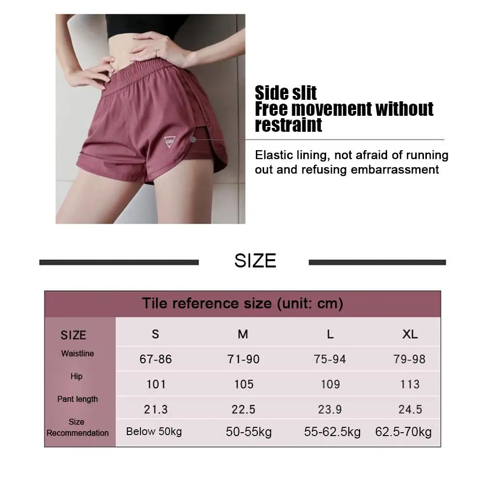 New Gym Sport Shorts Casual Outdoor Running Quick Dry Pants High Short Waist Two Training Pieces Elastic Women Shorts Short J7J7