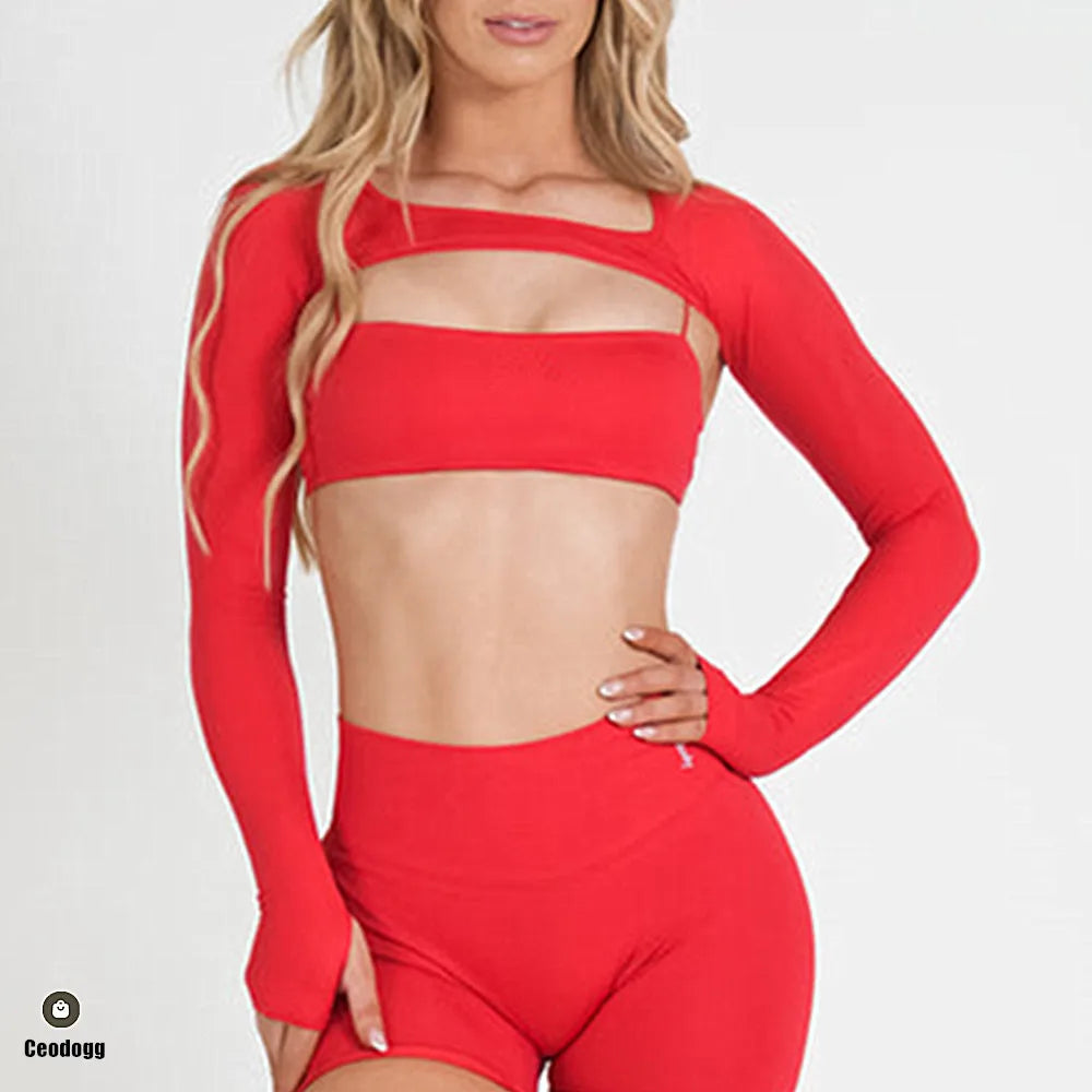 Dvision Sports Long Sleeve Yoga Shirt Shrug Seamless Woman Fitness Elastic Breathable Sports Long Sleeve Crop Tops Shirts XP65
