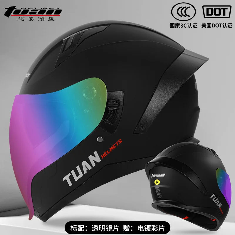 2026 New Motorcycle Helmet Standard DOT Double Mirror Drinkable Water Ghost Face Helmet Cycling Locomotive Full Helmet