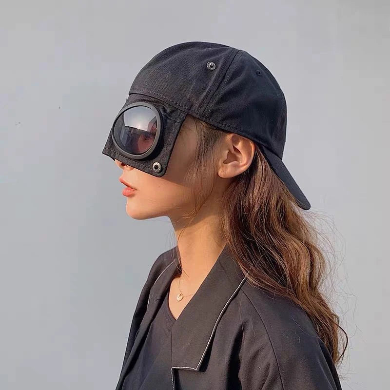 Hip Hop Aviator Hat With Sunglasses For Men Women Fashion Glasses Bonnet Summer Outdoor Sun Visors Fashion Punk Baseball Cap
