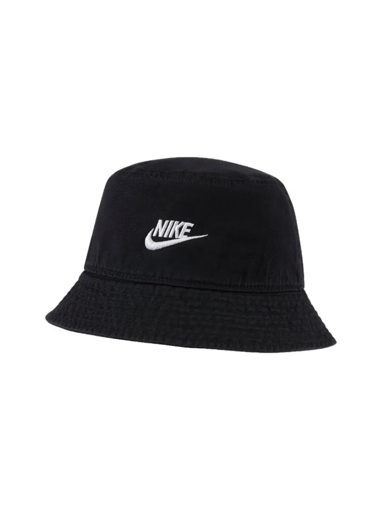 Nike Men's Women's Black Bucket Hat Embroidered Logo Wide Brim Cotton Sunshade Casual Sports Hat-DC3967-010