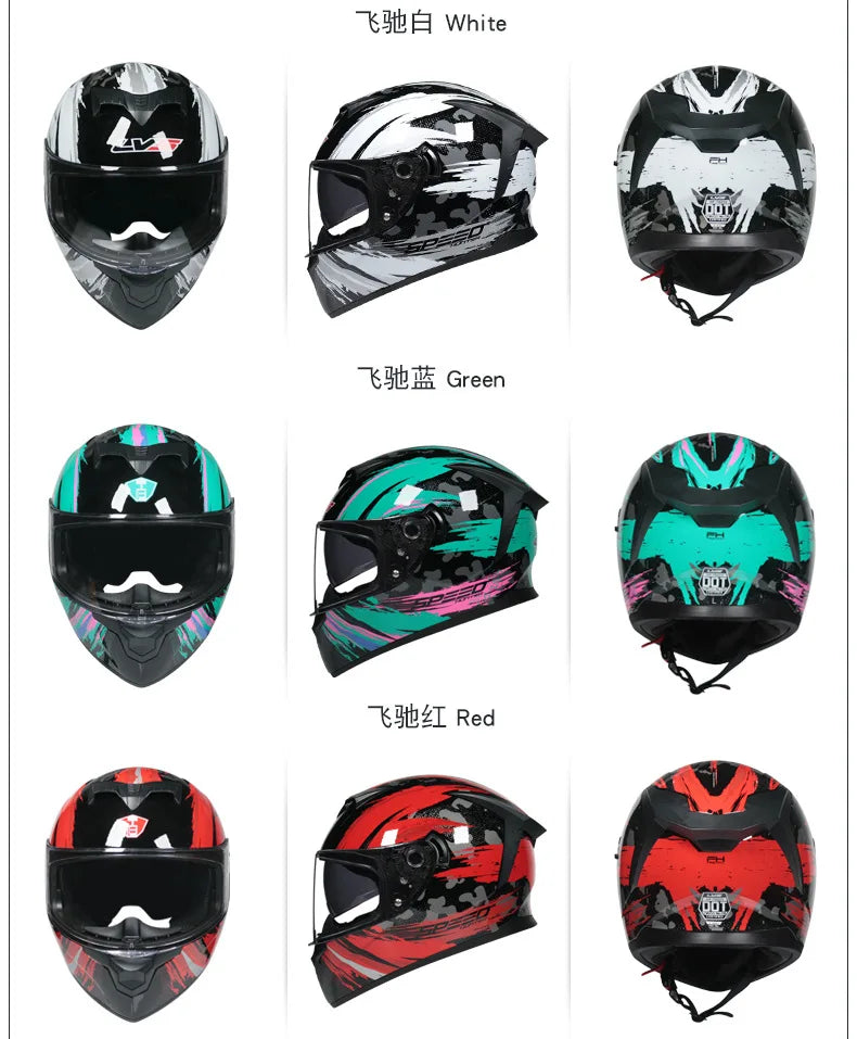 Motorcycle full Face Helmets for Men and Women Moto Racing helmet Adult safety helmet DOT certification