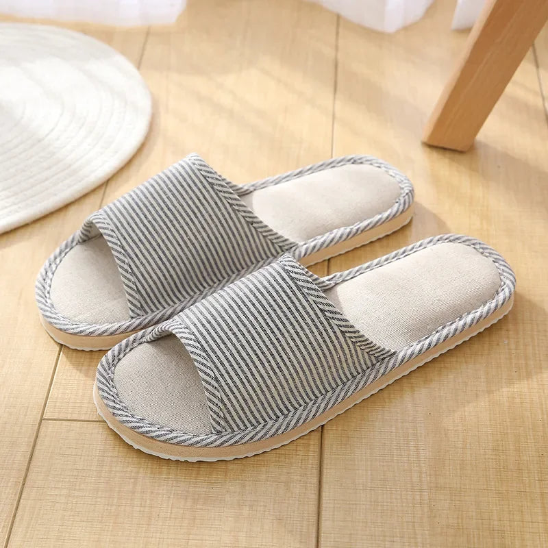 Four Season Linen Home Slippers Women Indoor Bedroom Women House Slides Autumn Unisex Lovers Shoes Adults Outdoor Casual Sandals