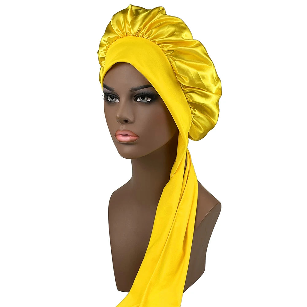 Large Bonnet Women Big Size Satin Bonnet Sleeping Night Women Cap Bonnet Hat Satin Cheveux Nuit Silk Bonnets for Women