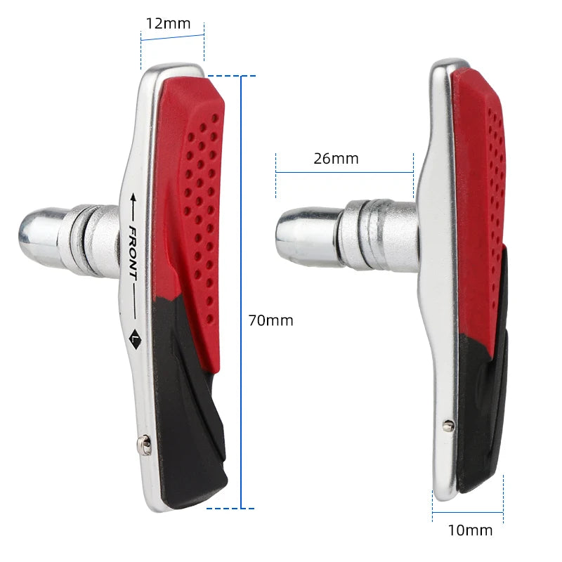 MTB V-brake Pads W/ 70mm Rubber Brake Inserts All Weather Use Metal Rims Wheel Friction Blocks Kits for XT XTR M70R2/S70C/M70CT4