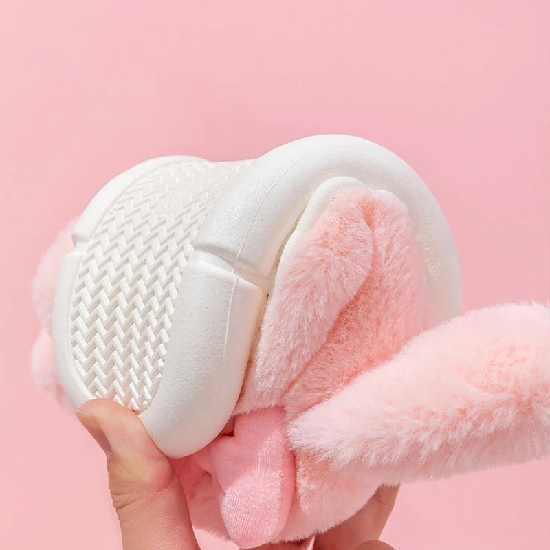 Sanrio Plush Slippers Women My Melody Kawaii Anime Cinnamoroll Cotton Shoes Flat Autumn Winter Keep Warm Non-Slip Cute Girl Gift