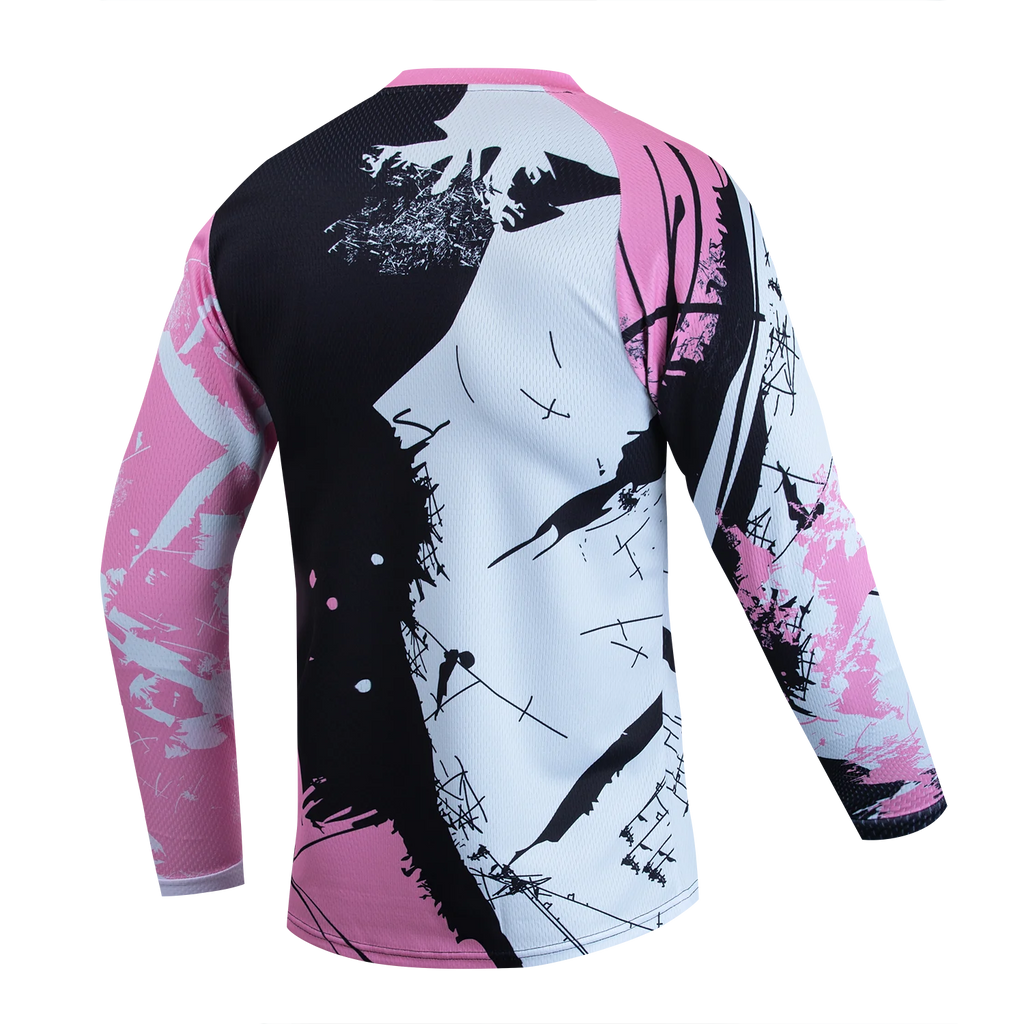 Pink Dirt Bike Shirt Kids Motocross Jersey Youth Off Road Motorcycle Shirt Girls DH mtb BMX Jersey Long Sleeve Cycling Jersey