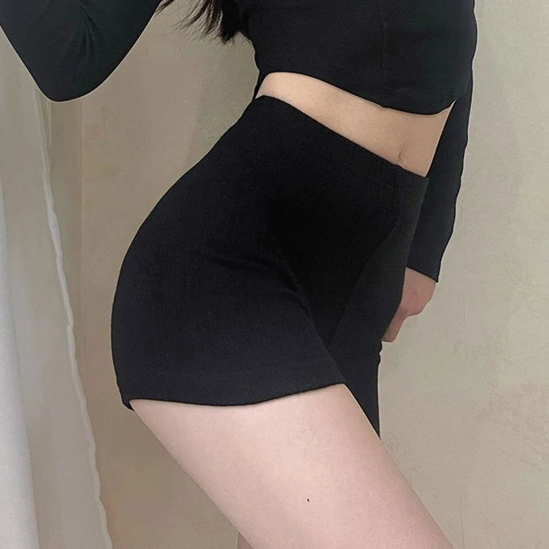 High-Waisted Hip-Lifting INS Style Fitness Shorts for Women Three-Quarter Length Sports Hot Pants Anti-Exposure Yoga Pants