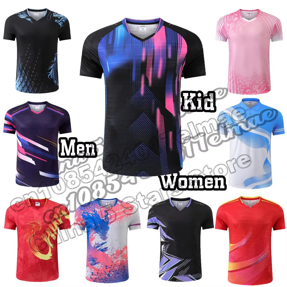 Free Custom Name 2025 China Team Table Tennis Shirts Men Women, Children ping pong t shirt Table tennis clothes Badminton Shirts