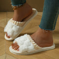 Autumn Winter Women Fashion Indoor Plush Bow Slippers Females New Lovely Bowknot Slides Men Home Cute Warm Fluffy Light Sandals