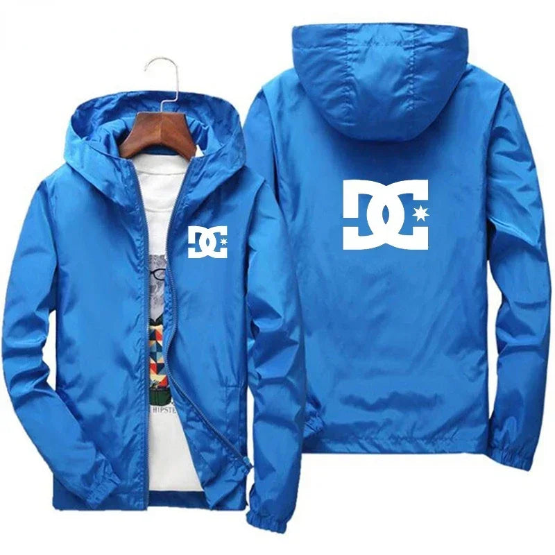 New men's hooded jacket, fashionable for outdoor use, windproof and waterproof, with zipper design, casual sports jacket