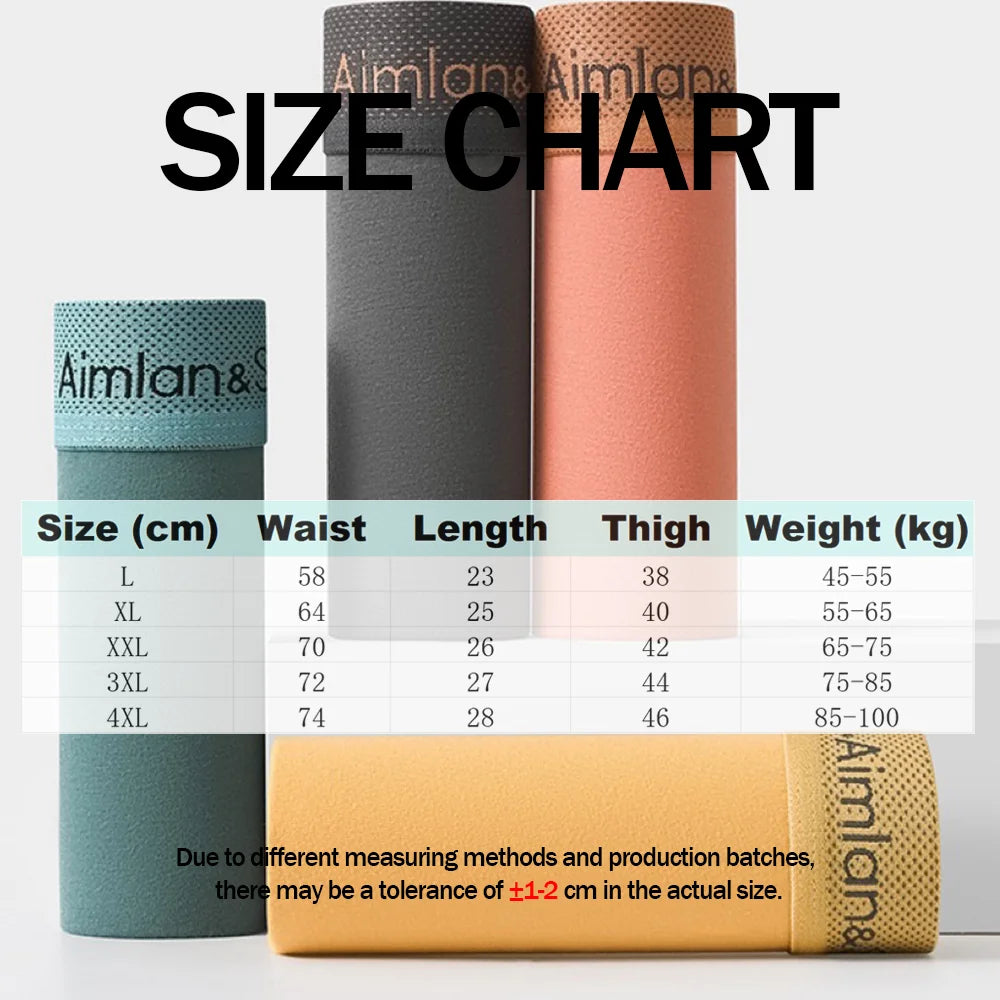 4Pcs Men Underwear Sporty Boxers Plus Size Youth Boxer Shorts Comfortable Breathable Flat Pants Men's Square Panties Briefs Gift
