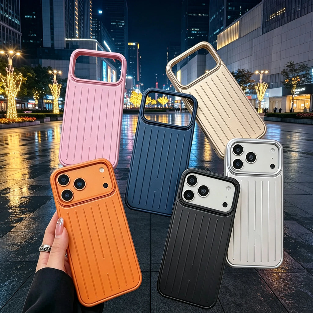 Ultra Luxury 3D striped pattern alloy back phone case for iPhone 17 16 15 14 Pro Max 13 panel with logo, comes with gift box