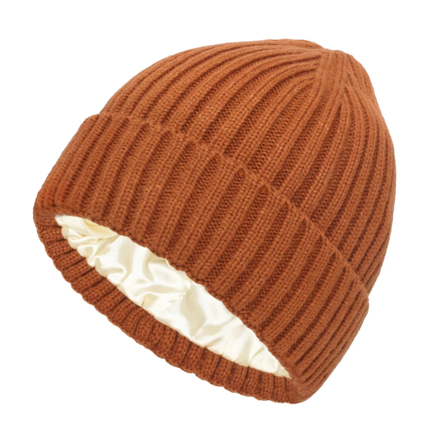 Winter Satin Lined Beanie Hats Women Men Unisex Thick Chunky Cap Striped Warm Soft High Quality casual Knitted Beanie Hat
