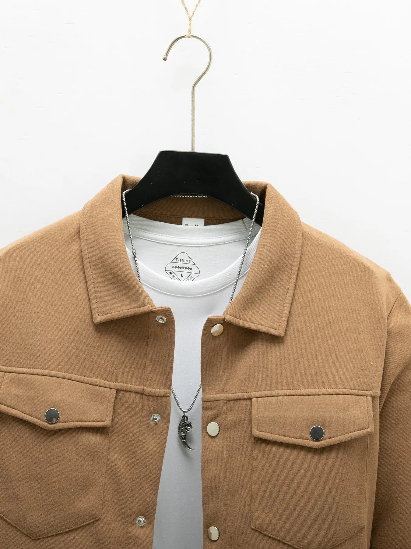 2025 new men's casual spring and autumn solid color single-breasted jacket pocket long-sleeved coat