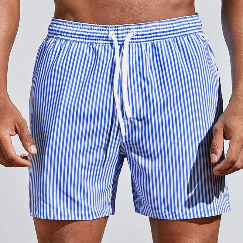Simple Vertical Stripes Pattern Short Pants For Men Summer Casual Daily Wear 3D Printed Beach Shorts Loose Vacation Swim Trunks