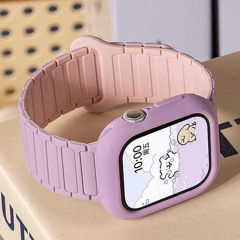 Silicone Case+Strap bracelet correa cover For Apple Watch 10 46mm 49 44mm 40 45mm 41 42mm for iWatch series 9 8 7 6 5 4 Ultra 2