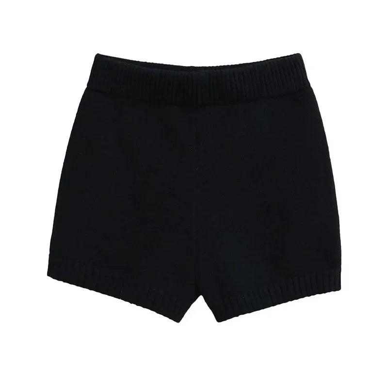High-Waisted Elastic Knit Shorts Women's Anti-Exposure Outerwear Warm Pants Base Layer Thermal Pants Harajuku Vintage Y2K Shorts
