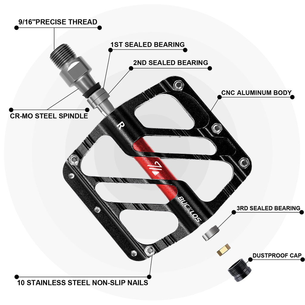 AEYINO Bicycle Pedals MTB Bike Pedal Foot Plat Nylon Anti-slip 9''16 Standard Pedals Widen Classic Pedal Reflector Bicycle Parts