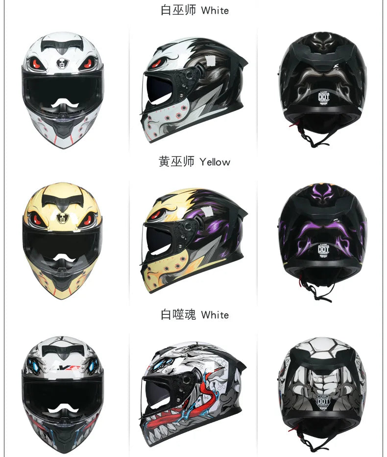 Motorcycle full Face Helmets for Men and Women Moto Racing helmet Adult safety helmet DOT certification