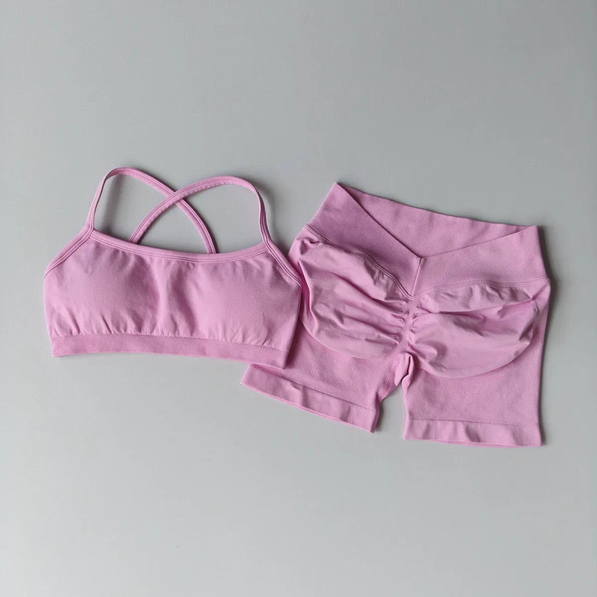 Women's 2-Piece Yoga Suit Seamless Fitness Suit Gym Clothes Sports Bra Impact Shorts Set Workout Set Gym Outfit