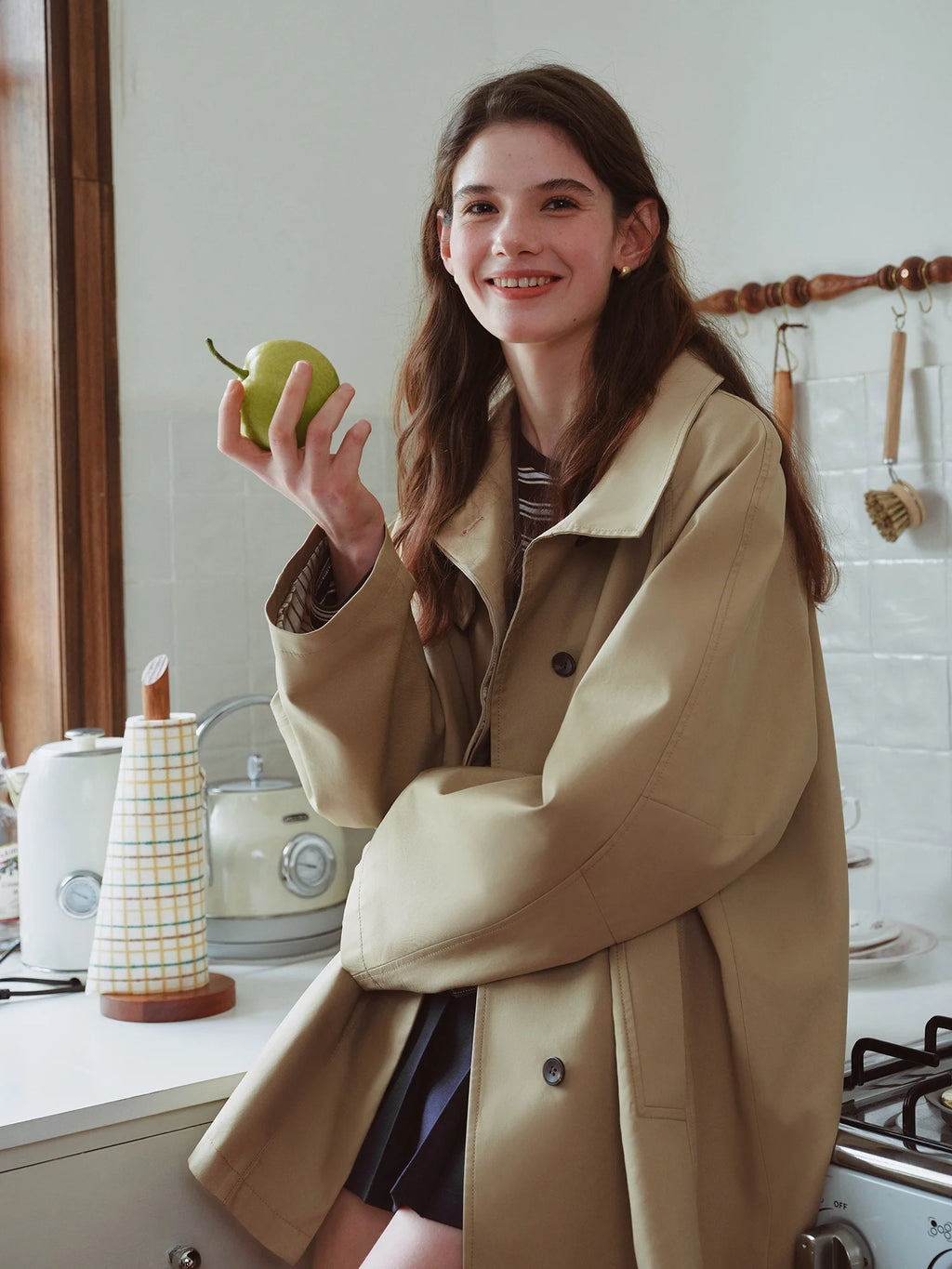 FSLE British Style Design Stand Collar Windbreaker Trench Jacket for Women 2025 Autumn New Arrival Casual Chic Coats for Women