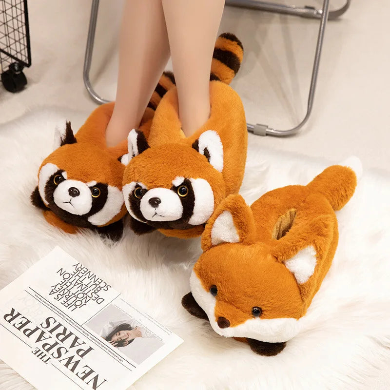 Newest cat paw feet slippers woman fluffy closed heel home shoes for women winter warm slip on animal claw slipper furry loafer