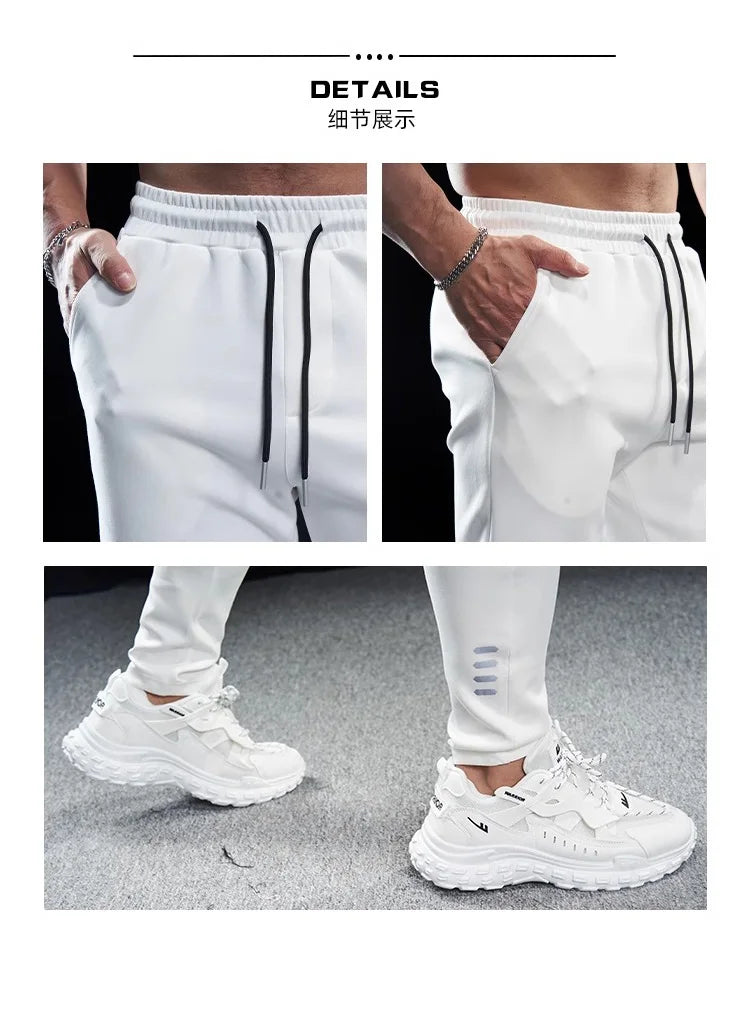Men's Sports Gym Fitness Casual Slim Stretch Running Pants Tops Men's Quick-drying Breathable Training Pants Autumn Winter