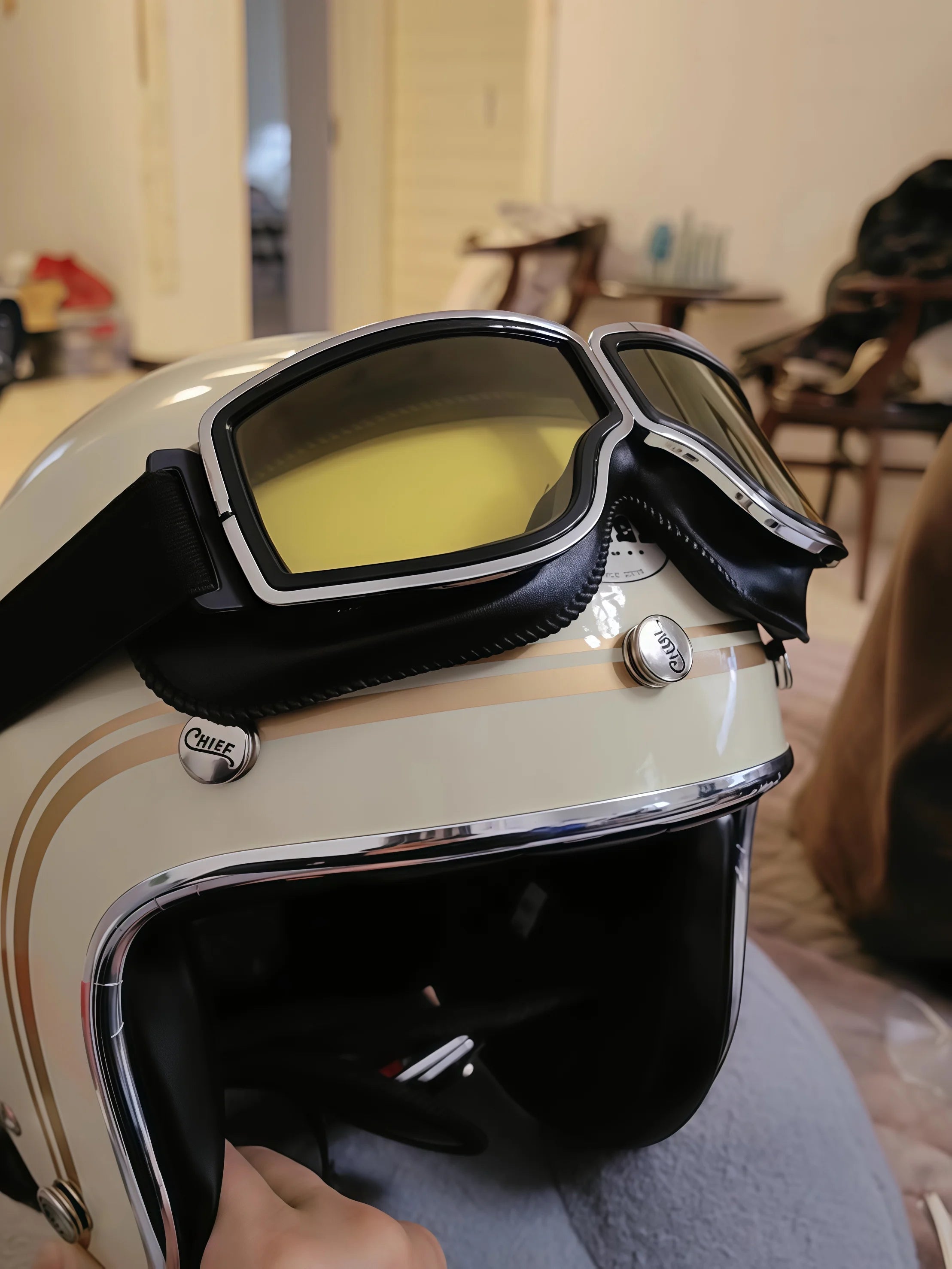 Best Selling Vintage Goggles Motorcycle Leather Goggles Glasses Cruiser Folding Goggles Newest Sunglasses Motocross Safety