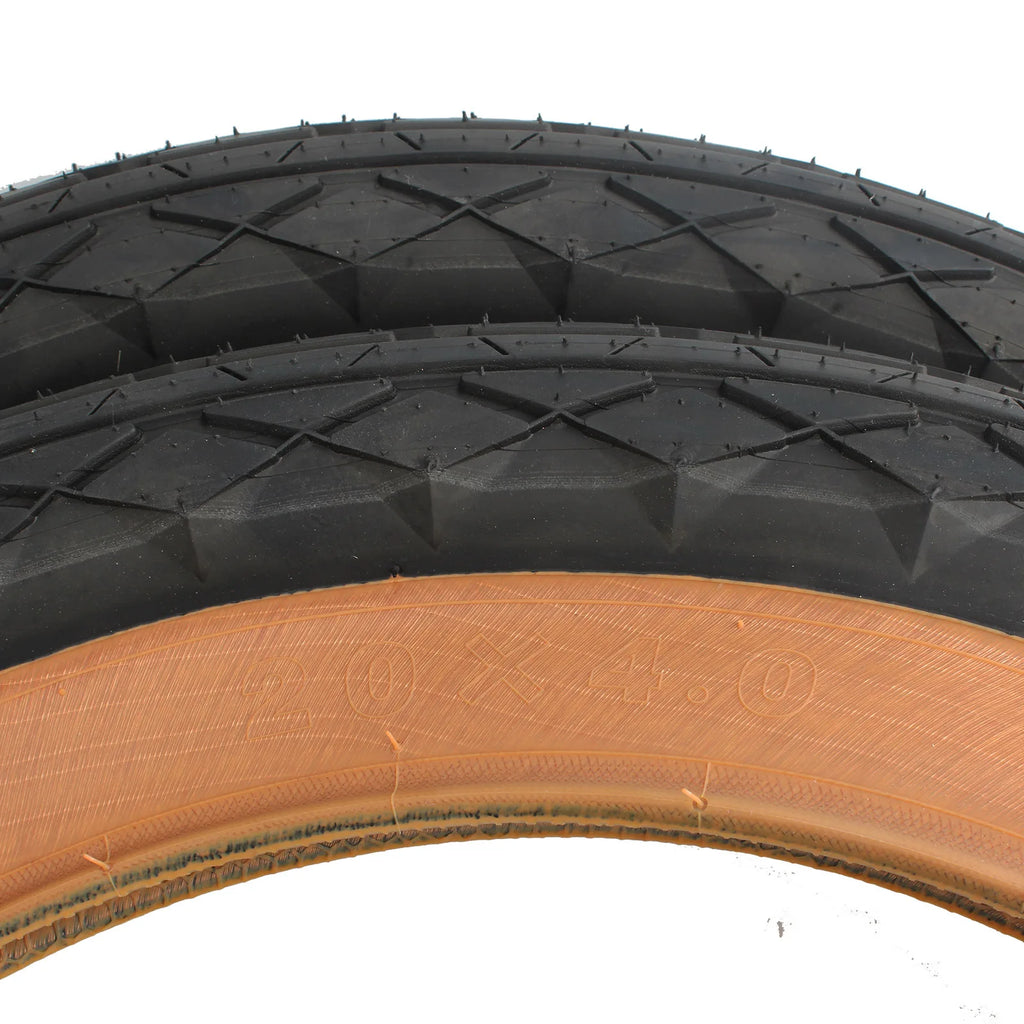 20x4.0 Bicycle Fat Tire with Yellow Sidewall, Straight Bead Design, Wide Inflatable Outer Tire