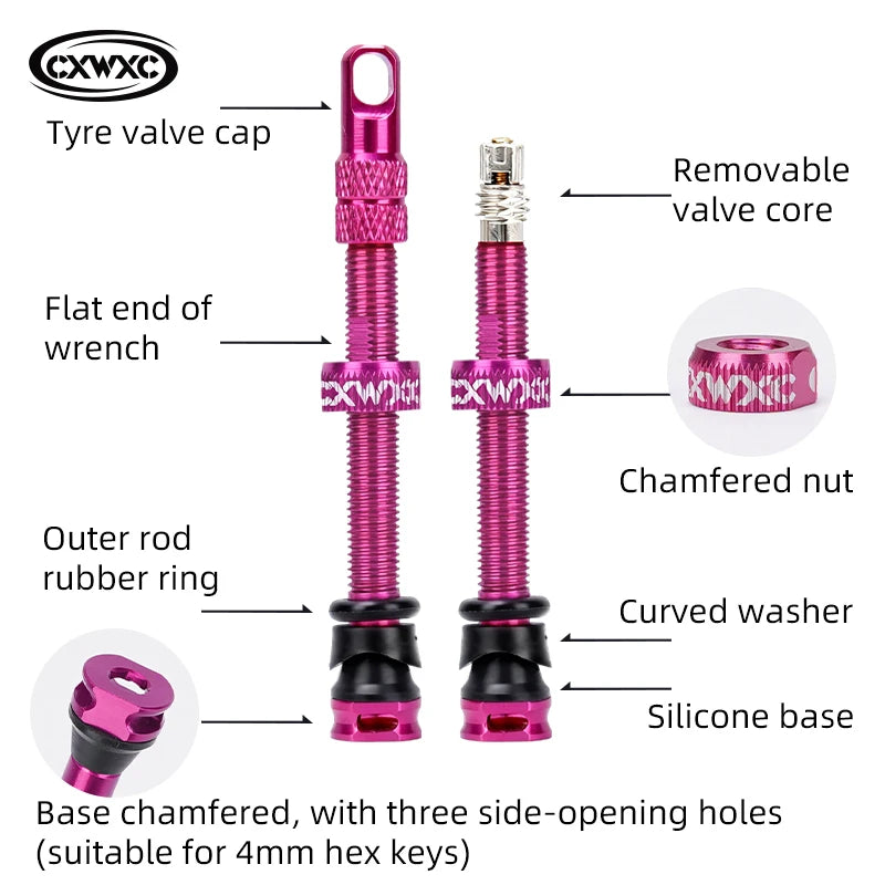 CXWXC 1Pair Bicycle Presta Valve 45/65/85mm Aluminum Alloy Valve For Tubeless Road/MTB/Gravel Bike Rim Valve Accessories