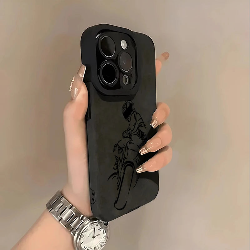 Cool Biker Phone Case For iPhone 17 AIR Pro Max 16E 15Plus 14 13 Mini 12 11 AIR XS XR XS Motorcycle Rider Style Cover