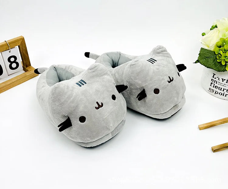 Cute Slippers Cartoon Cat Slippers Indoor Home Warmth Fall & Winter Plush Cotton Shoes Cotton Slippers for Men
