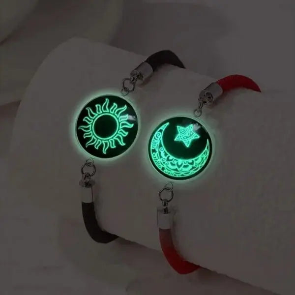 Romantic Luminous Sun Moon Couple Bracelets for Women Men Handmade Braided Rope Matching Bracelet Charms Lover  Jewelry Gifts