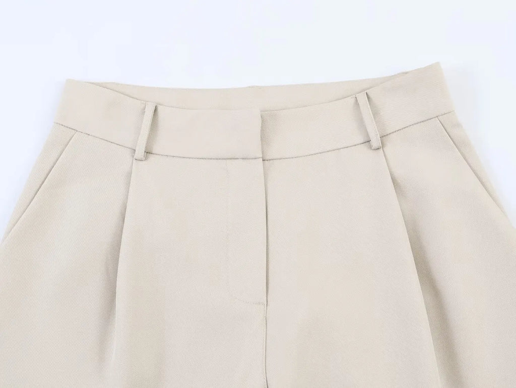 European and American style 2026 new double-button straight suit jacket with shoulder pads + pleated straight trousers suit