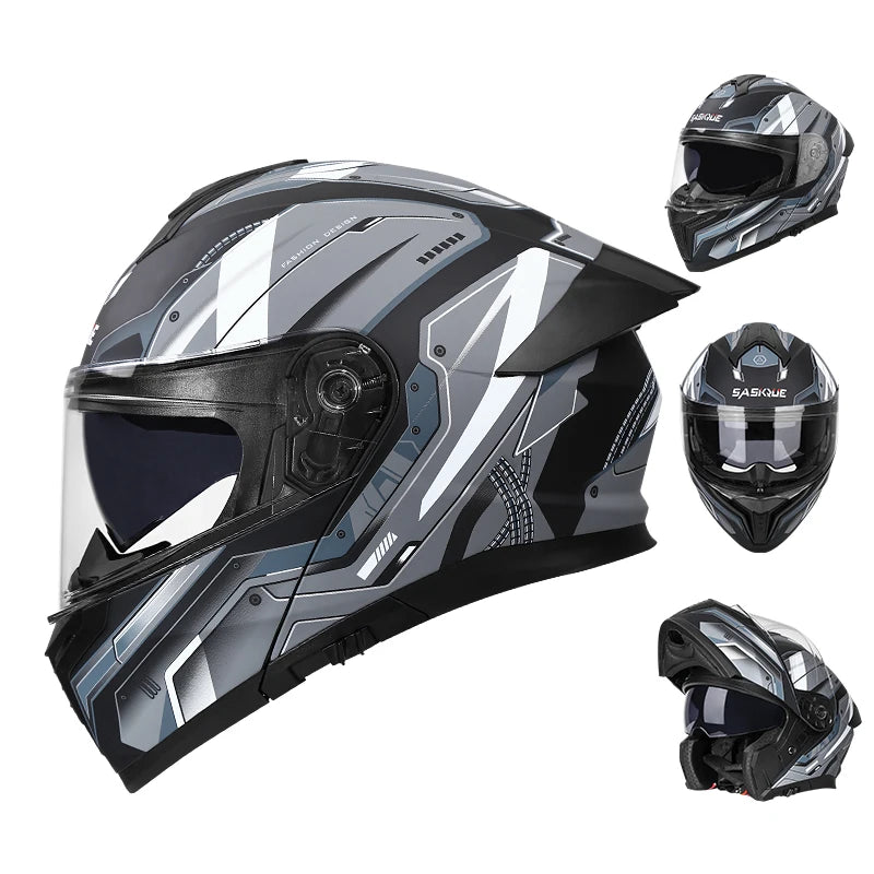 New Flip Up Motorcycle Helmet Dual Lens Sun Visor DOT Certified Bluetooth Compatible Unisex Adult Motorbike Full Face Helmet
