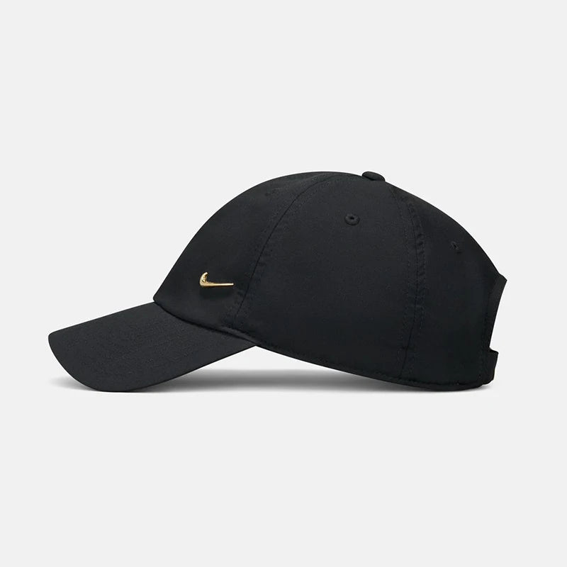 Nike Brand Logo Polyester Baseball Cap Unisex Couple Style Black/Gold Fb5372-011