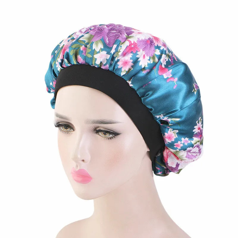 Hair Caps for Sleeping Women Bath Double Layer Headwear Cover Hat Curly New Satin Sleeping Hair Cap Skullies Beanies Accessories