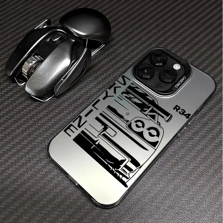 JDM Dream Car Cool Phone Case for iPhone 16 15 14 Plus 16E 13 12 11 Pro MAX Plating Matte Hard Phone Back Cover
