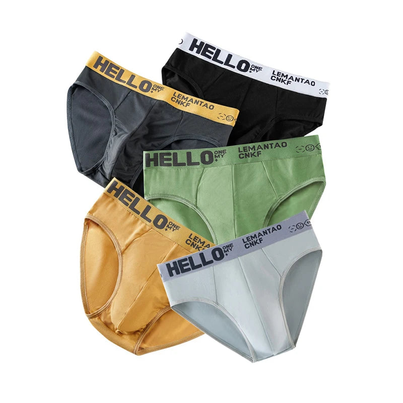 5Pcs Men Underwears Ventilate Men's Briefs Breathable Male Large Size L-5XL Comfortable Solid Underpants Fashion Boy Panties