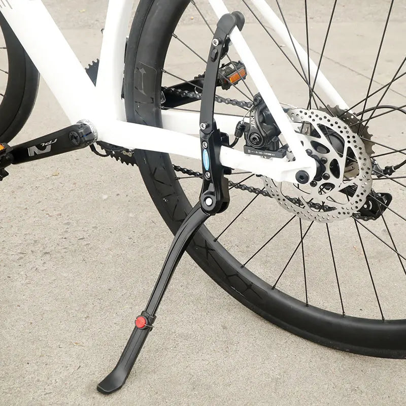 Dual Clamps Kickstand 24-29in Quick Height Adjust Bicycle Parking Rack MTB Road Chain Seat Stay Tubes Firm Install Strong Suppor