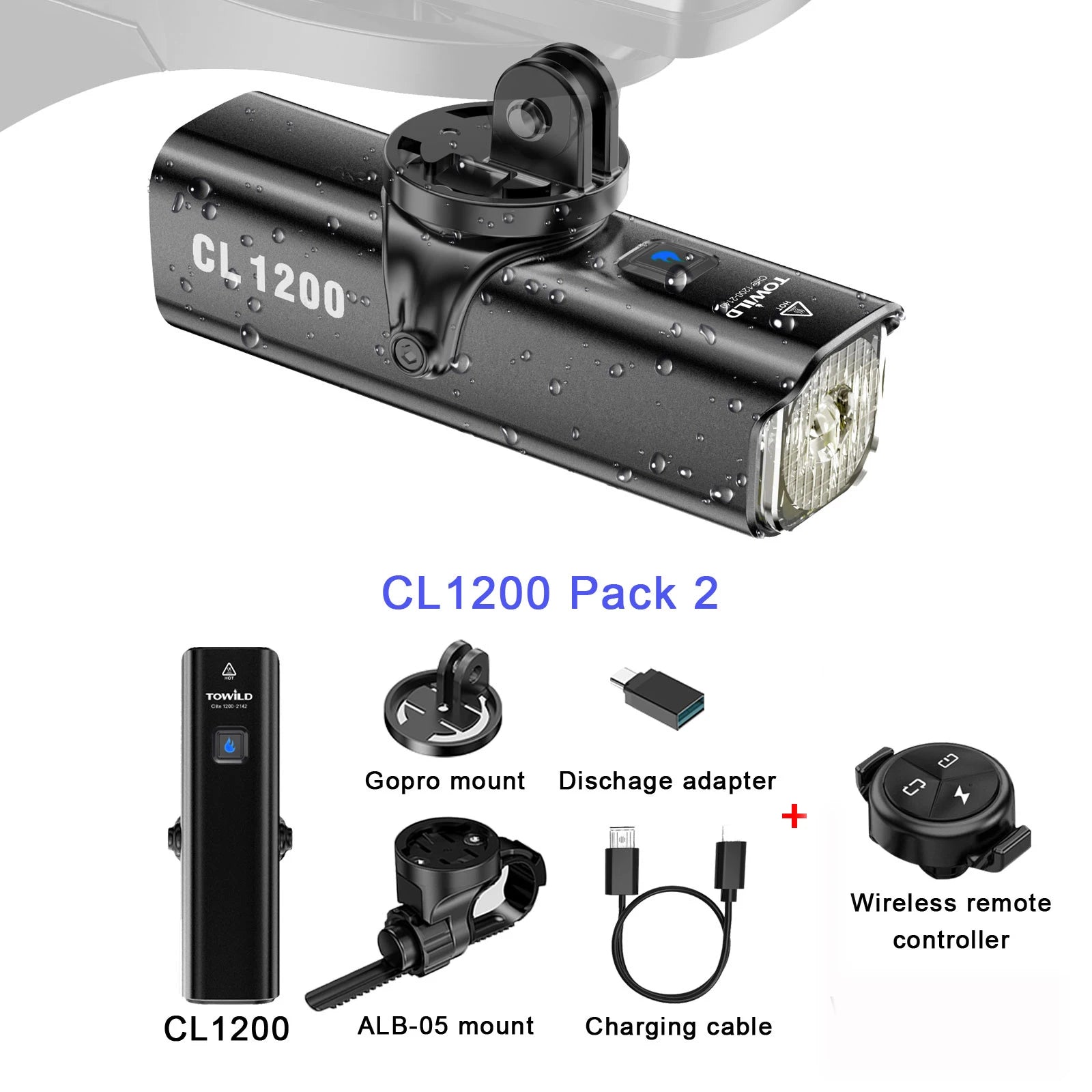 TOWILD CL1200 Smart Bike light Remote Control Bicycle Lights 5000mAh battery Type-C Rechargeable Road MTB IPX6 Bicycle headlight
