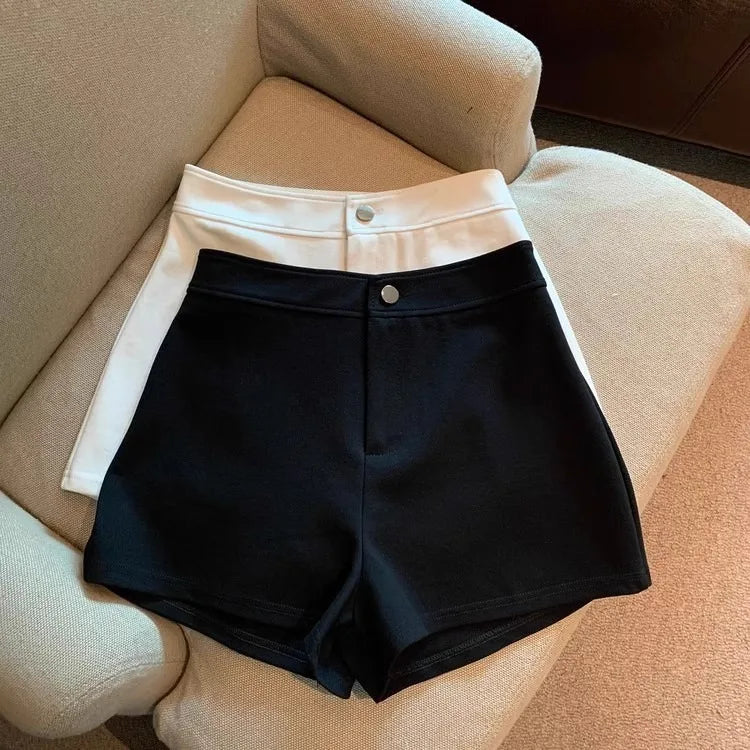 2026 Women's Summer Black Shorts, Thin Breathable High Waist Slim-fit A-line Stretchy Hot Pants for Y2K