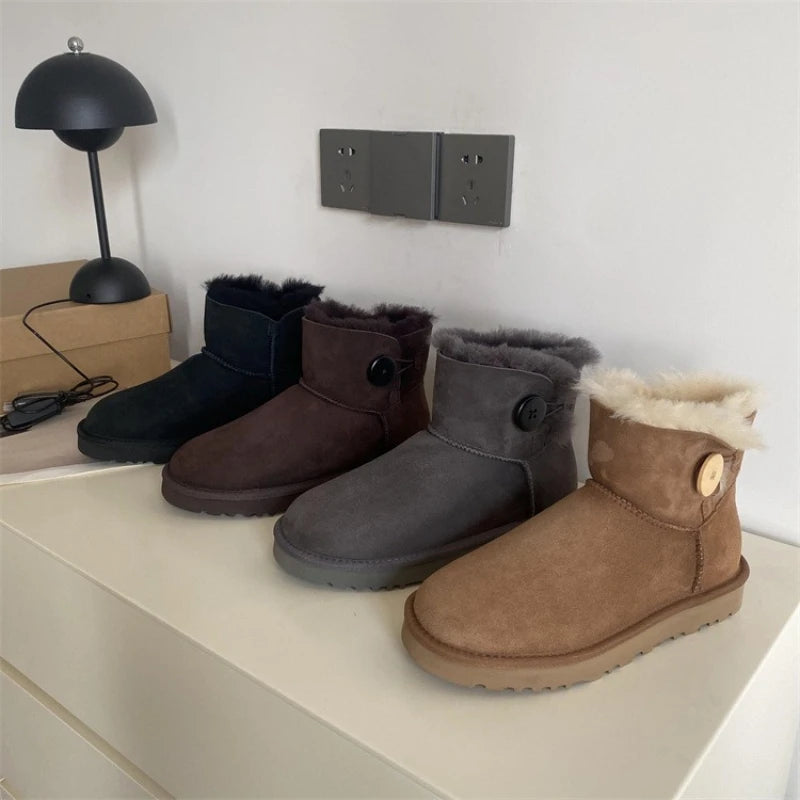 2026 New Design Winter Boots Women Super Mini Real Sheepskin Wool Comfort Warm Natural Fur Shoe Man Classic Snow Boot Size 35-44