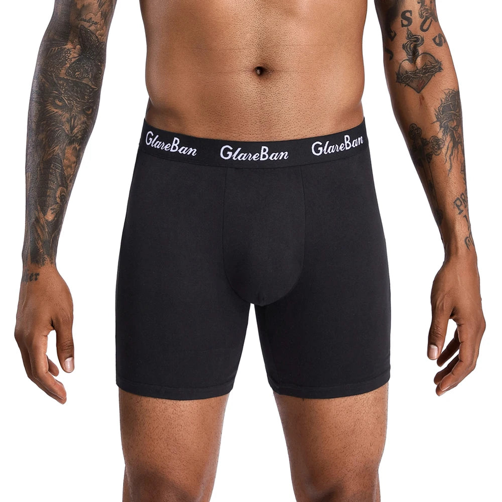 10Pcs Black Mens Mid Length Boxer Briefs Ultra Soft Breathable Stretch Comfort Underwear for Daily Commute Home Gym