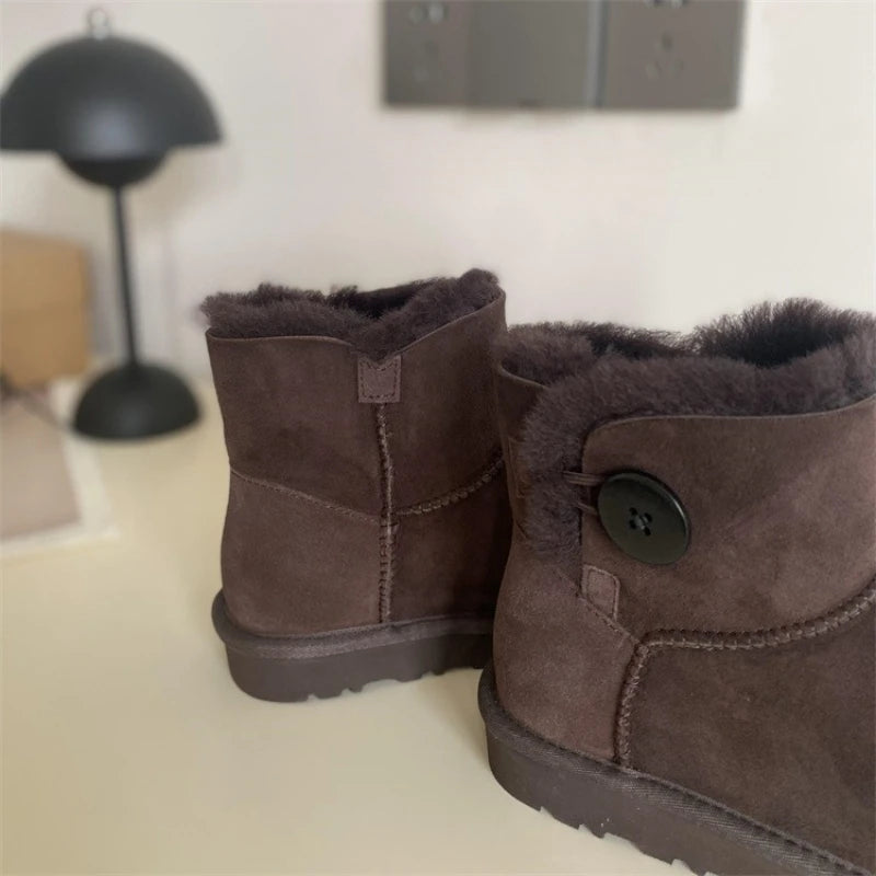 2026 New Design Winter Boots Women Super Mini Real Sheepskin Wool Comfort Warm Natural Fur Shoe Man Classic Snow Boot Size 35-44
