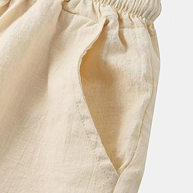 2025 New Summer Cotton Shorts Sets Men Lapel Short Sleeve Shirts Shorts 2-piece Set Men's Casual Sportswear Suit Solid Loose