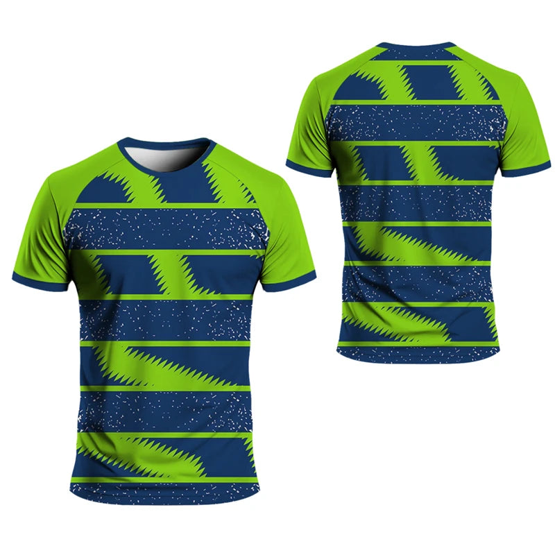 Simple Striped Graphic Sports T Shirts For Men Summer Fashion Short Sleeve 3D Printed Fitness T-shirts Casual Oversized Tees